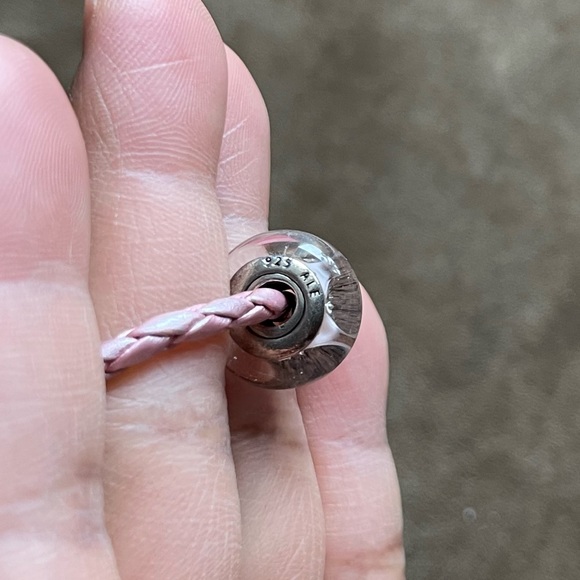 Pandora Genuine Pink Leather Bracelet w/ 9 Charms - Picture 7 of 8